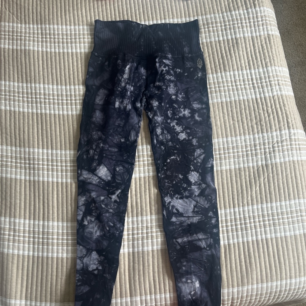 Black and grey tie die free people FP movement leggings